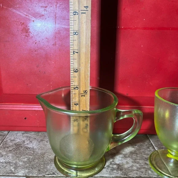 Westmorland Uranium Glass Pitcher Orange Lime UV Depression Black Light VTG Deco - Picture 5 of 16